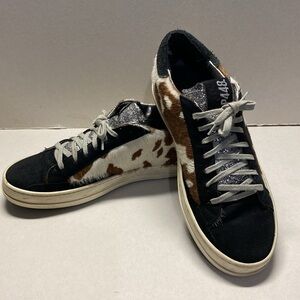 P448 Leather Cow Glitter Sneakers size 9